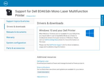 B3465DN driver download page on the Dell site