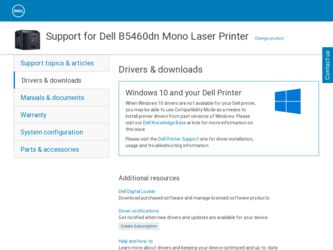 B5460dn driver download page on the Dell site