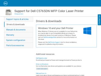 C5765DN driver download page on the Dell site