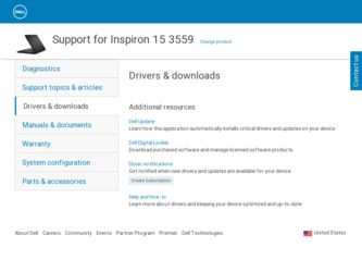 Inspiron 15 3559 driver download page on the Dell site
