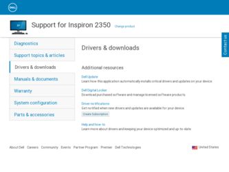 Inspiron 2350 driver download page on the Dell site