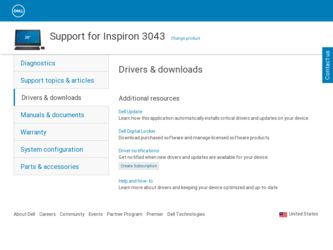 Inspiron 3043 driver download page on the Dell site