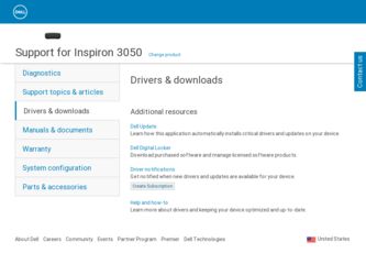 Inspiron 3050 driver download page on the Dell site