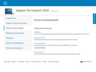 Inspiron 3052 driver download page on the Dell site