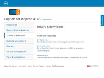 Inspiron 3148 driver download page on the Dell site