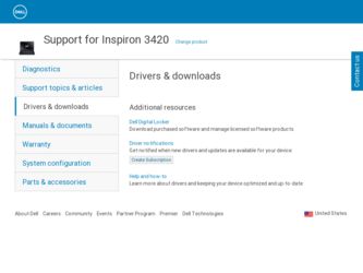 Inspiron 3420 driver download page on the Dell site