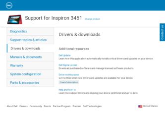 Inspiron 3451 driver download page on the Dell site