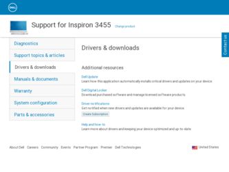 Inspiron 3455 driver download page on the Dell site