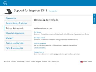 Inspiron 3541 driver download page on the Dell site