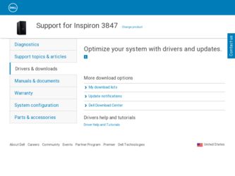 Inspiron 3847 Desktop driver download page on the Dell site