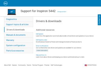 Inspiron 5442 driver download page on the Dell site