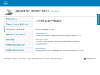 Inspiron 5555 driver download page on the Dell site