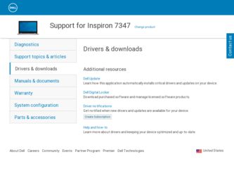 Inspiron 7347 driver download page on the Dell site