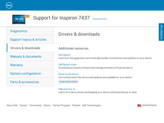 Inspiron 7437 driver download page on the Dell site