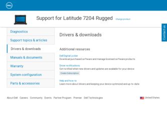 Latitude 7204 Rugged driver download page on the Dell site