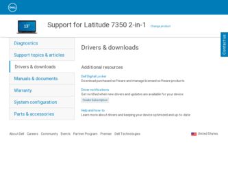 Latitude 7350 2-in-1 driver download page on the Dell site