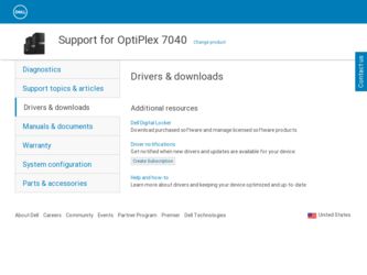 OptiPlex 7040 driver download page on the Dell site