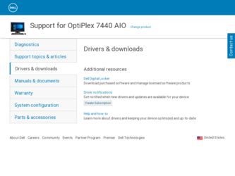 OptiPlex 7440 AIO driver download page on the Dell site