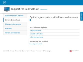 P2815Q driver download page on the Dell site