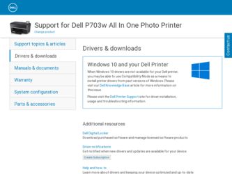 P703w driver download page on the Dell site