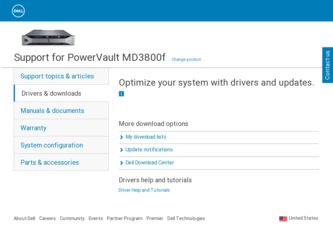 PowerVault MD3800f driver download page on the Dell site