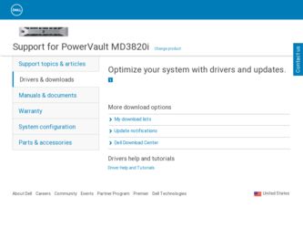 PowerVault MD3820i driver download page on the Dell site