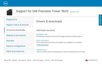 Precision Tower 3620 driver download page on the Dell site