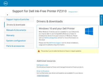 Pz310 driver download page on the Dell site