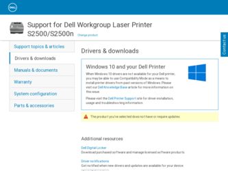 S2500 driver download page on the Dell site