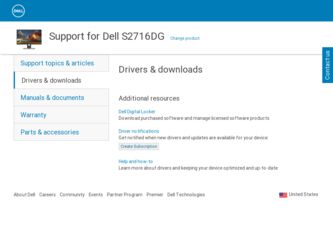 S2716DG driver download page on the Dell site