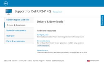UP2414Q driver download page on the Dell site