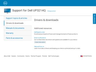 UP3214Q driver download page on the Dell site