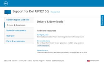 UP3216Q driver download page on the Dell site