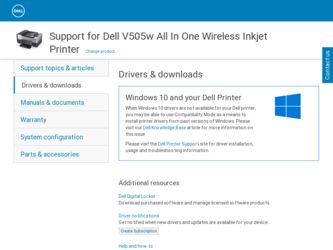 V505W driver download page on the Dell site
