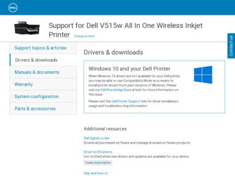 V515W driver download page on the Dell site