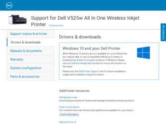 V525W driver download page on the Dell site
