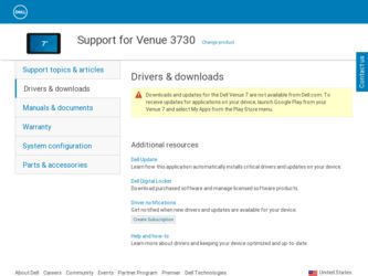 Venue 3730 driver download page on the Dell site