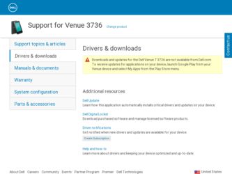Venue 3736 driver download page on the Dell site