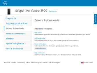 Vostro 3900 driver download page on the Dell site