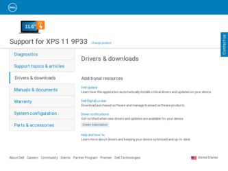 XPS 11 9P33 driver download page on the Dell site