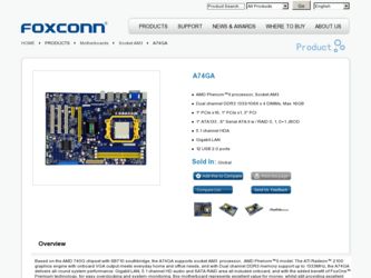 A74GA driver download page on the Foxconn site