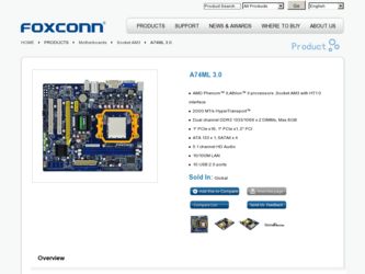 A74ML 3.0 driver download page on the Foxconn site