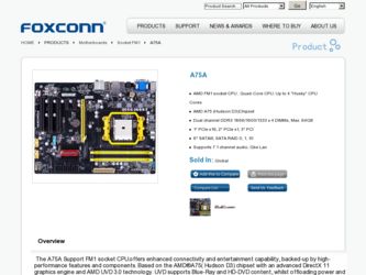 A75A driver download page on the Foxconn site