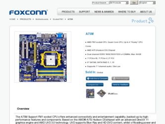 A75M driver download page on the Foxconn site
