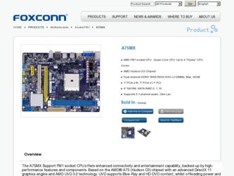 A75MX driver download page on the Foxconn site