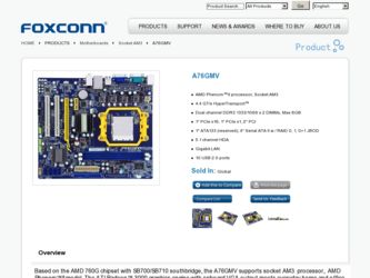 A76GMV driver download page on the Foxconn site