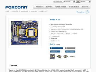 A76ML-K 3.0 driver download page on the Foxconn site