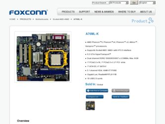 A76ML-K driver download page on the Foxconn site