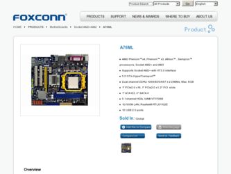 A76ML driver download page on the Foxconn site