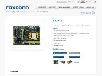 A78AX 3.0 driver download page on the Foxconn site